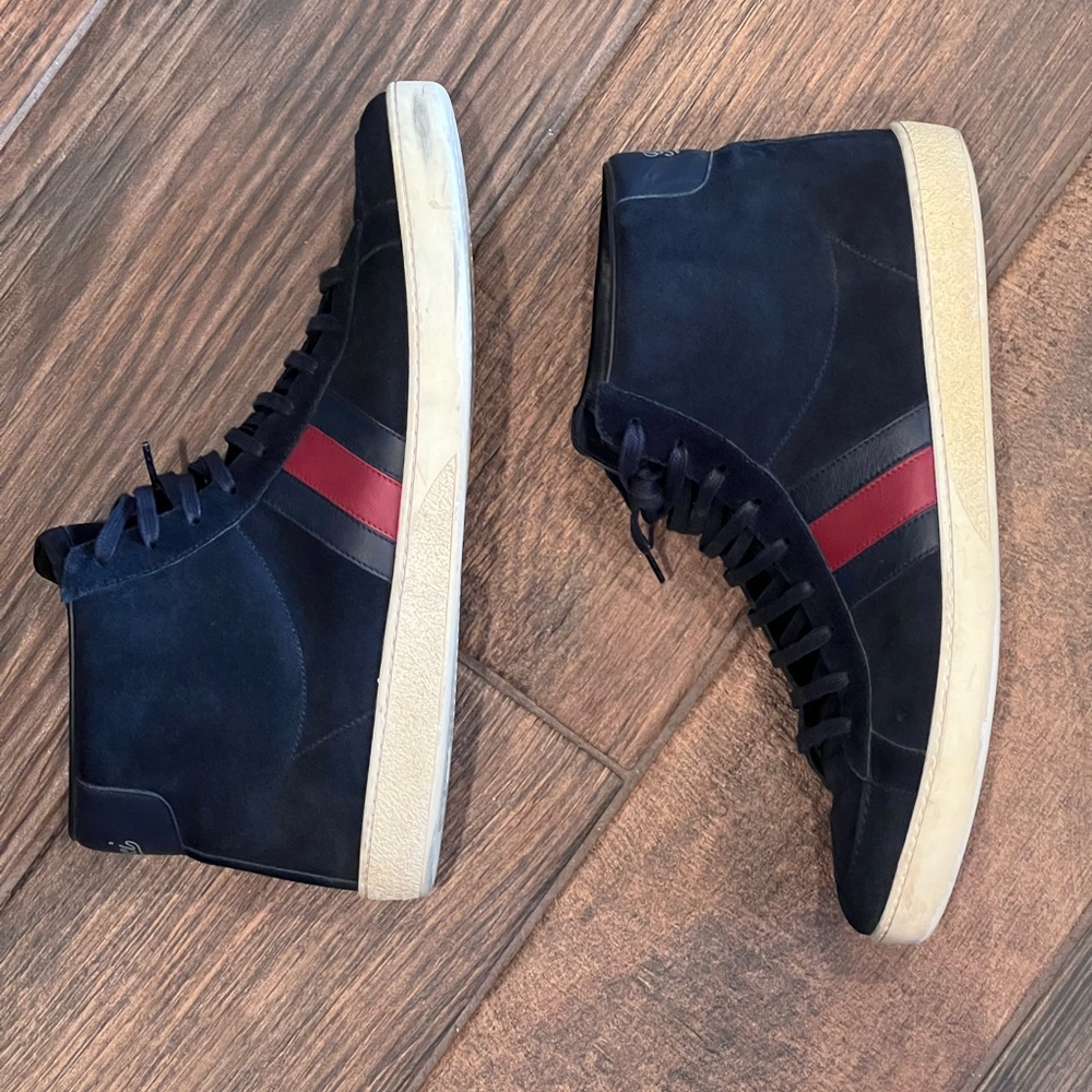 Gucci Sylvie Web accent suede sneakers w/ extra laces & Gucci dust bags - Picture 6 of 7